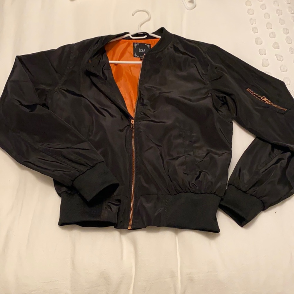 Iris Los Angeles Black Nylon Bomber Jacket
